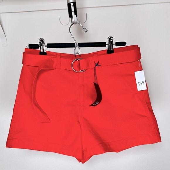 Gap [Size 8 NWT] Coral Red Belted High Rise 4" Seafarer Shorts - Size 8 - Picture 13 of 13